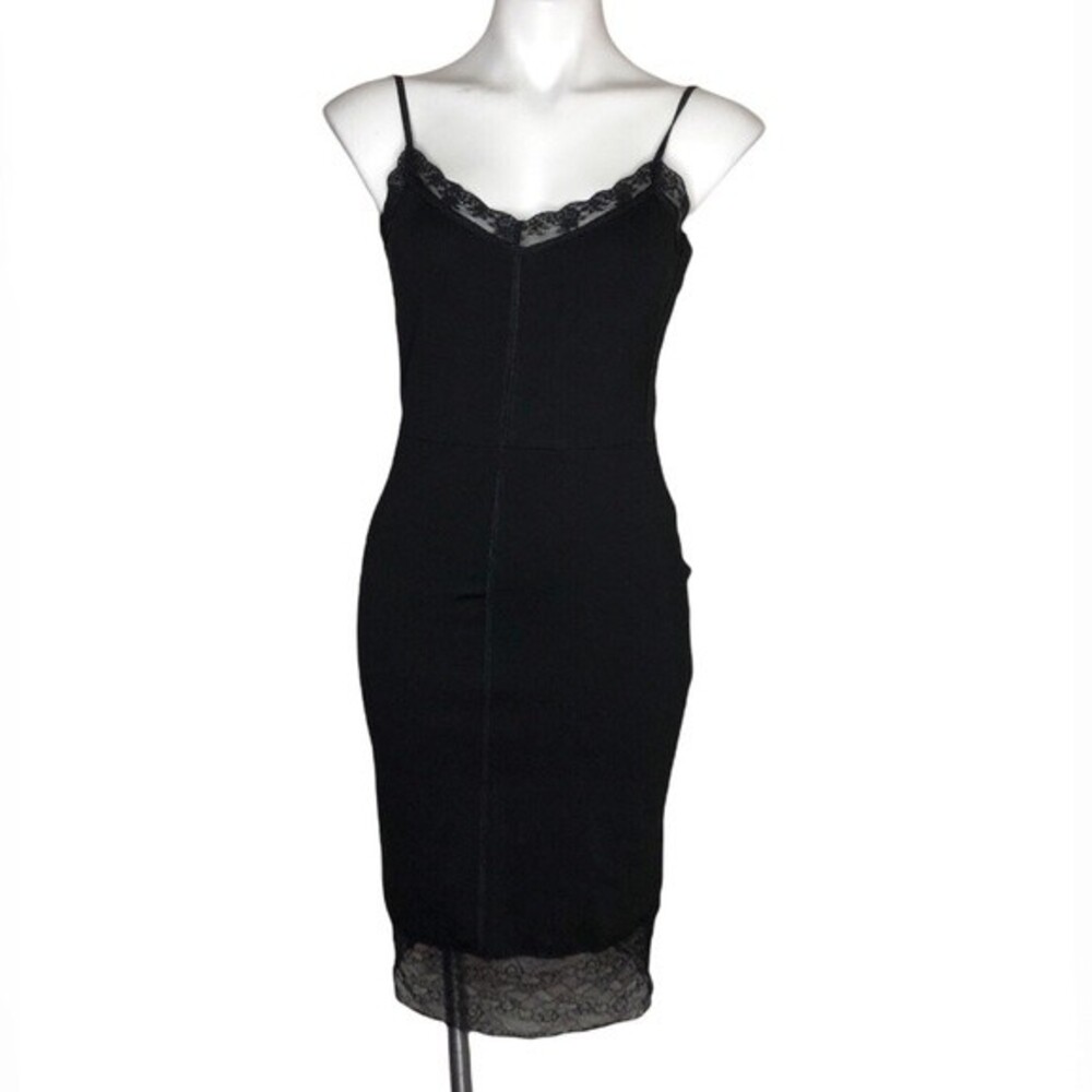 SANCTUARY Stretch Lace Trimmed Little Black Dress LBD Spaghetti Straps Small